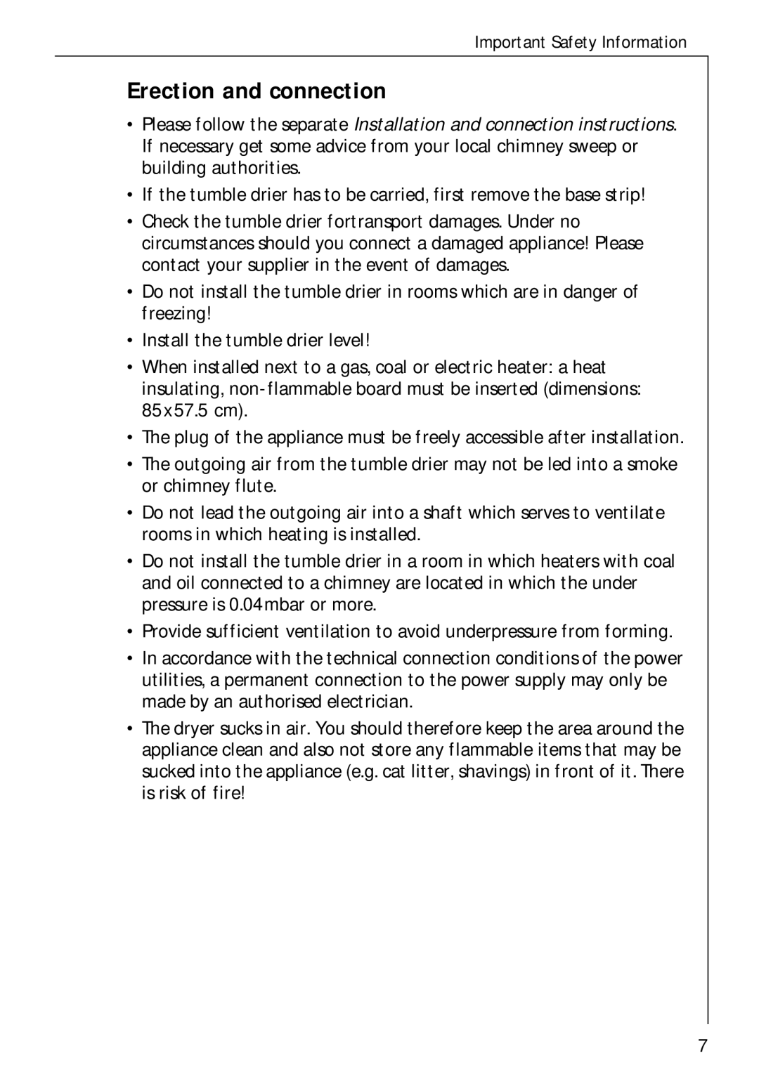 Electrolux LAVATHERM 37700 operating instructions Erection and connection 