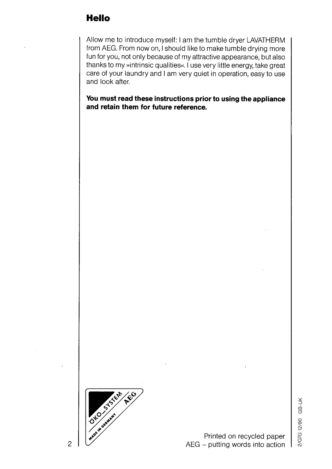 Electrolux LAVATHERM 540 manual 