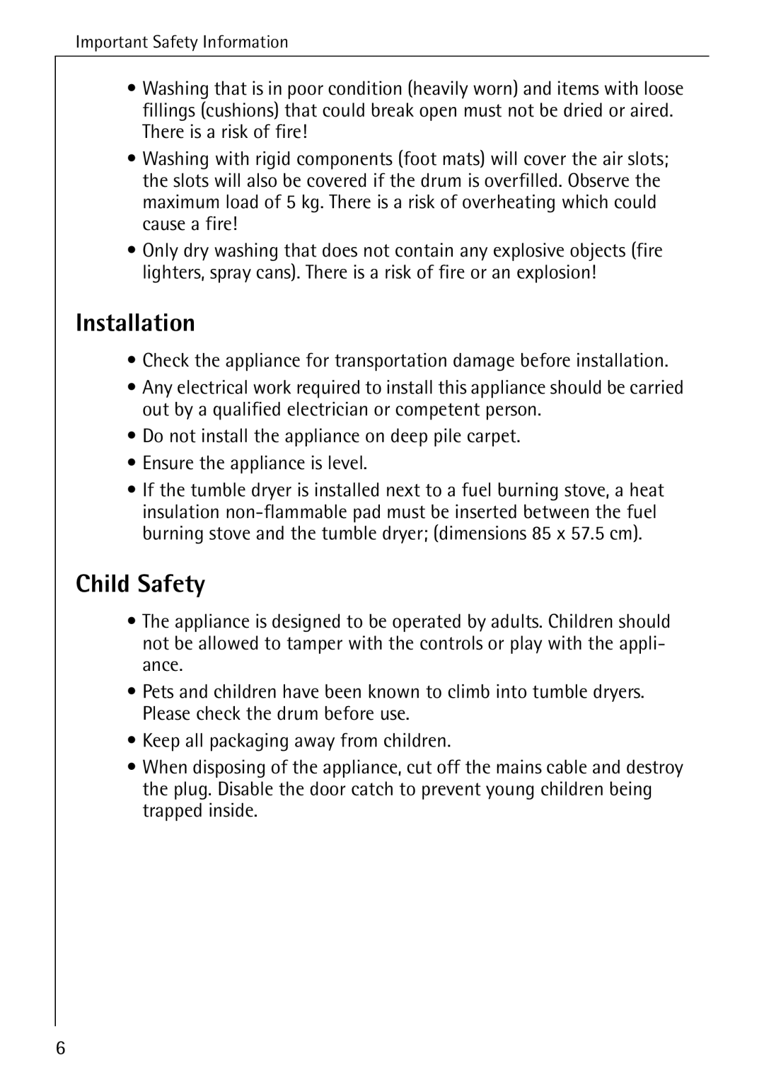 Electrolux LAVATHERM 56600 operating instructions Installation, Child Safety 