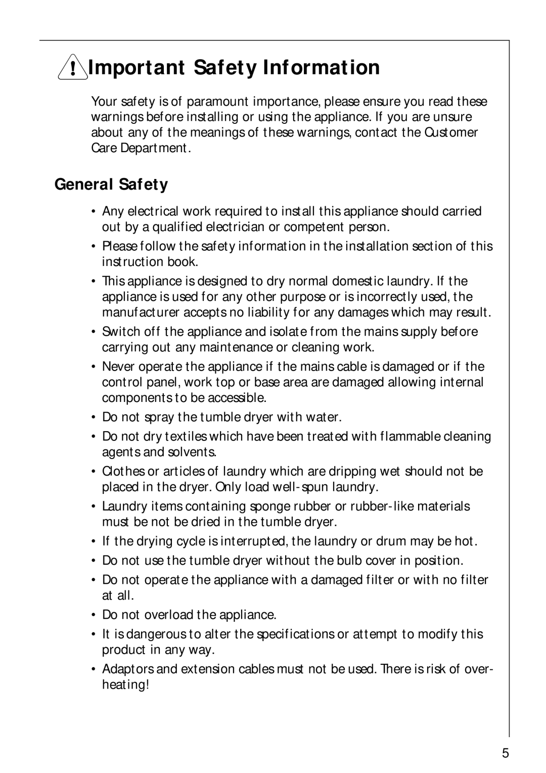 Electrolux LAVATHERM 57700 operating instructions Important Safety Information, General Safety 