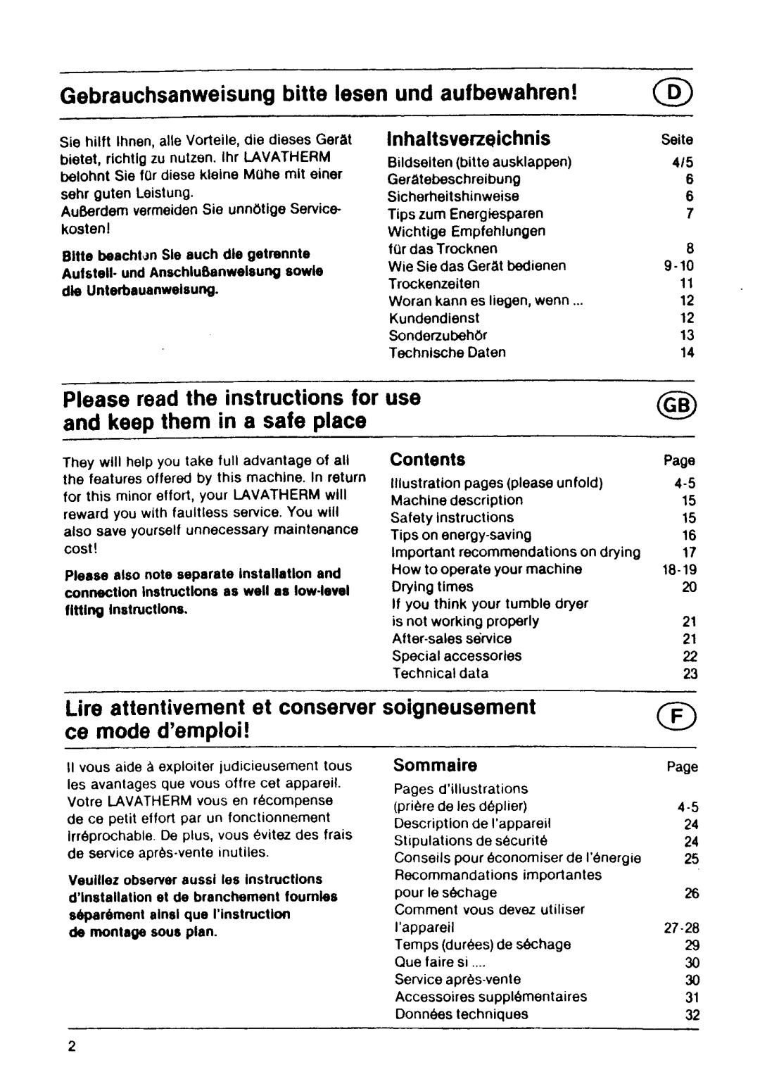 Electrolux LAVETHERM 610 manual 