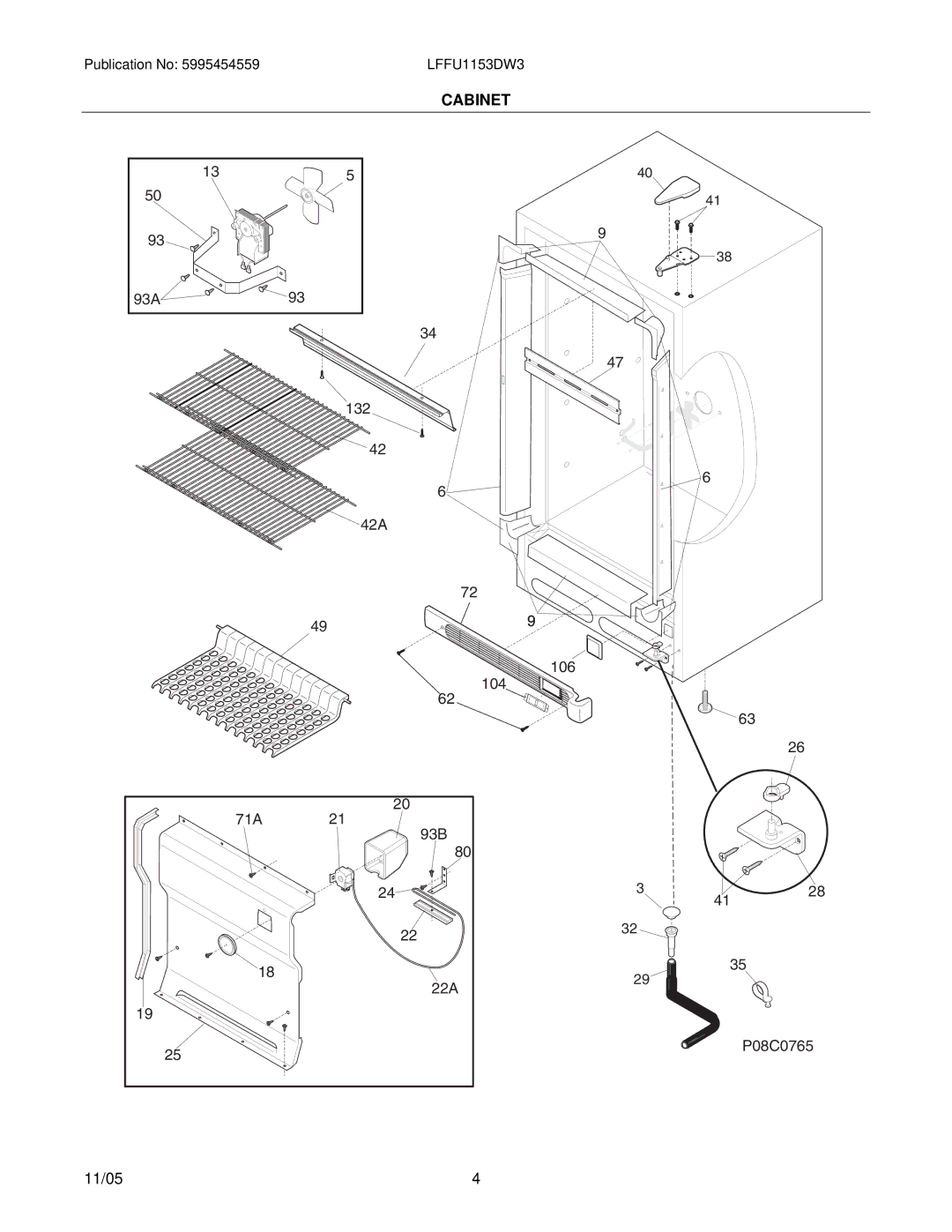 Electrolux LFFU1153DW manual Cabinet 