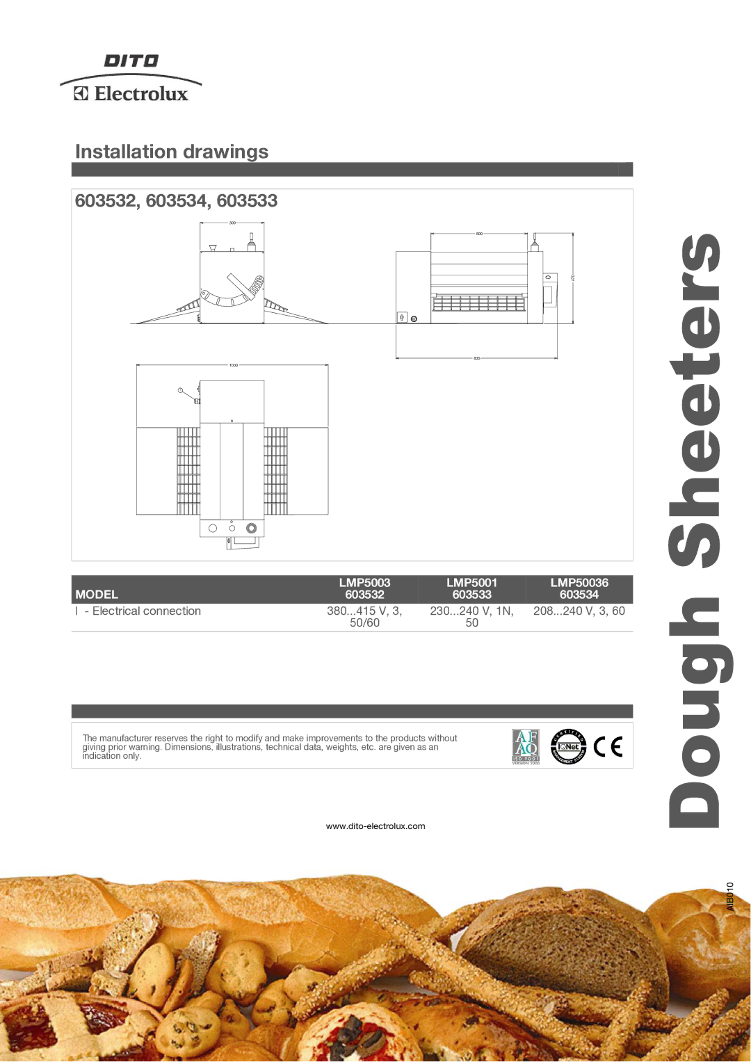 Electrolux 603533, LMP5001, LMP50036, 603532 dimensions Installation drawings, 603534 