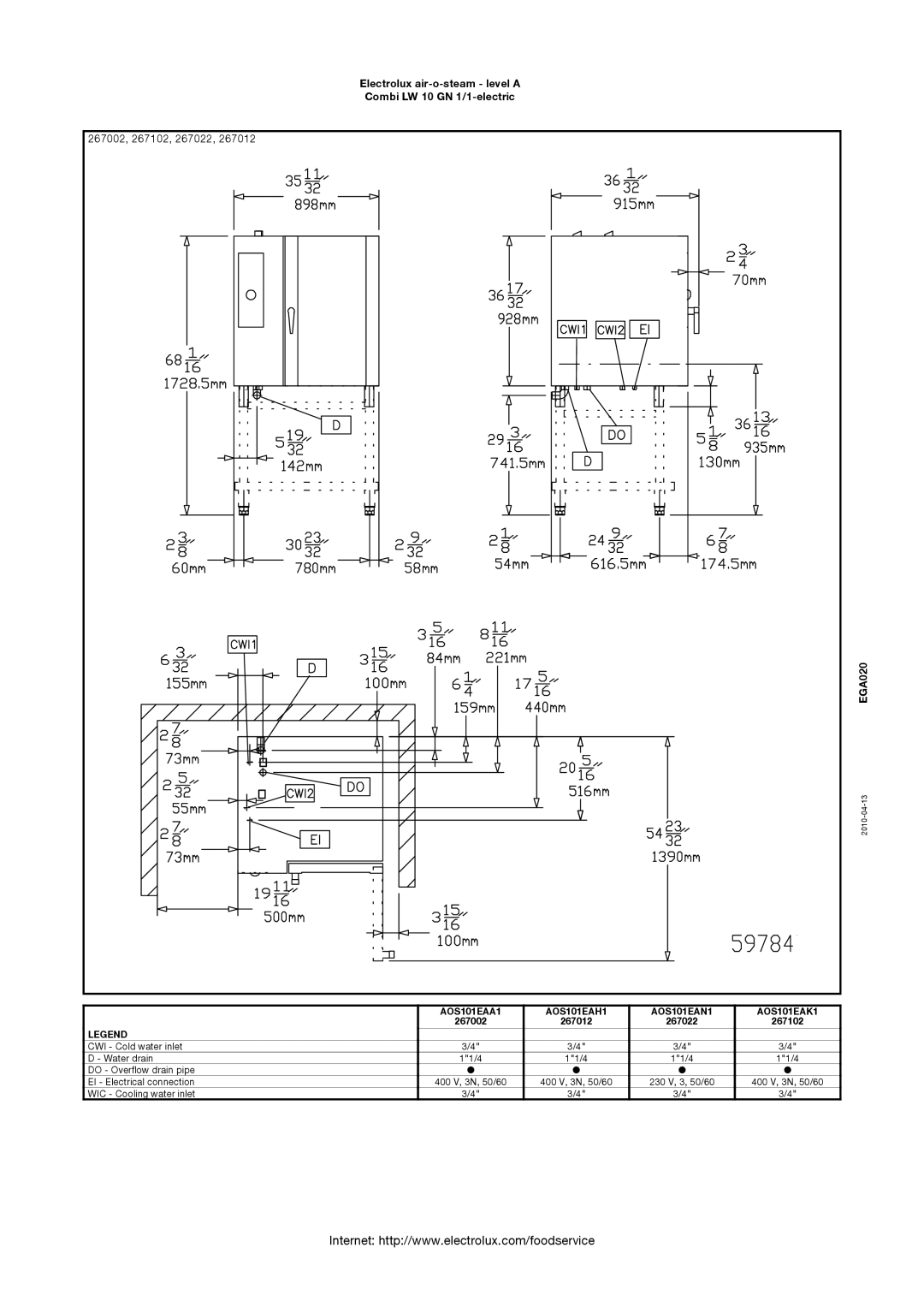 Electrolux LW 10 GN 1/1 manual 267002, 267102, 267022 