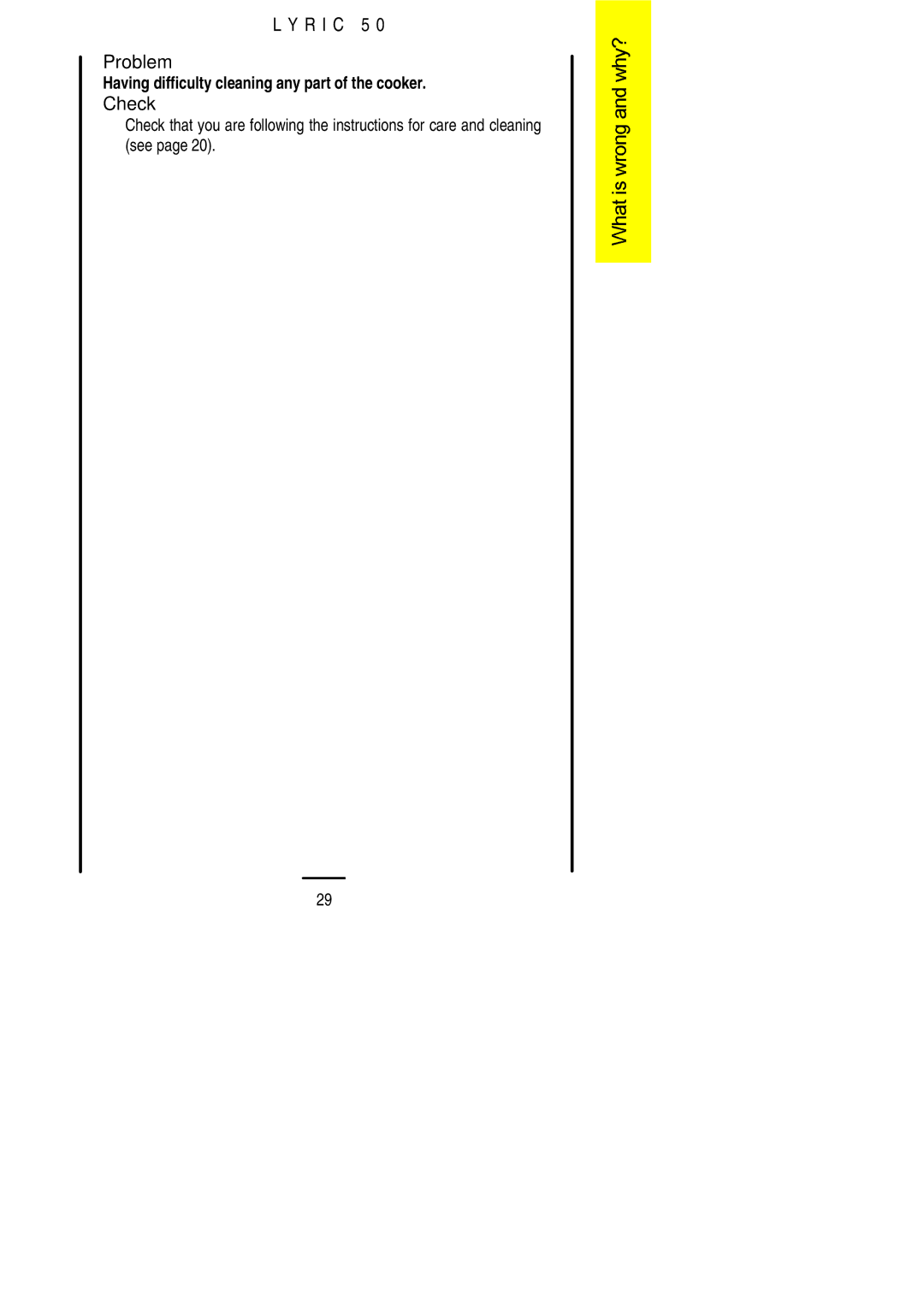 Electrolux Lynic 50 installation instructions R I C 5 Problem 