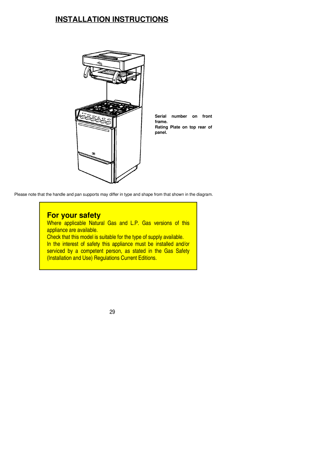 Electrolux LYRIC 55M1 installation instructions Installation Instructions 