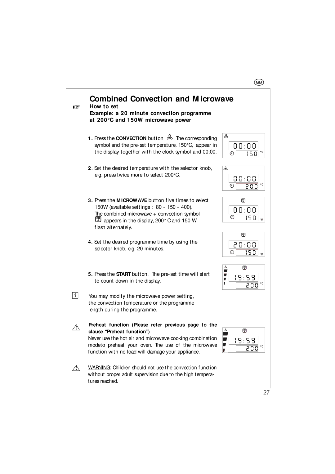 Electrolux MCC 663 instruction manual Combined Convection and Microwave, How to set 