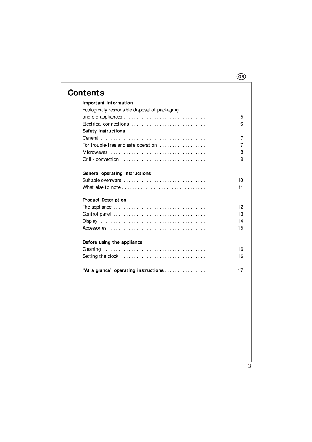 Electrolux MCC 663 instruction manual Contents 