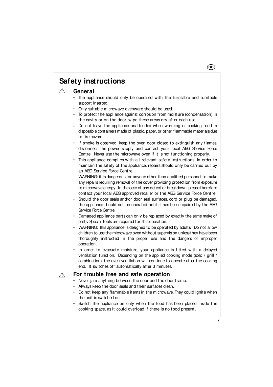 Electrolux MCC 663 instruction manual Safety instructions, General, For trouble free and safe operation 