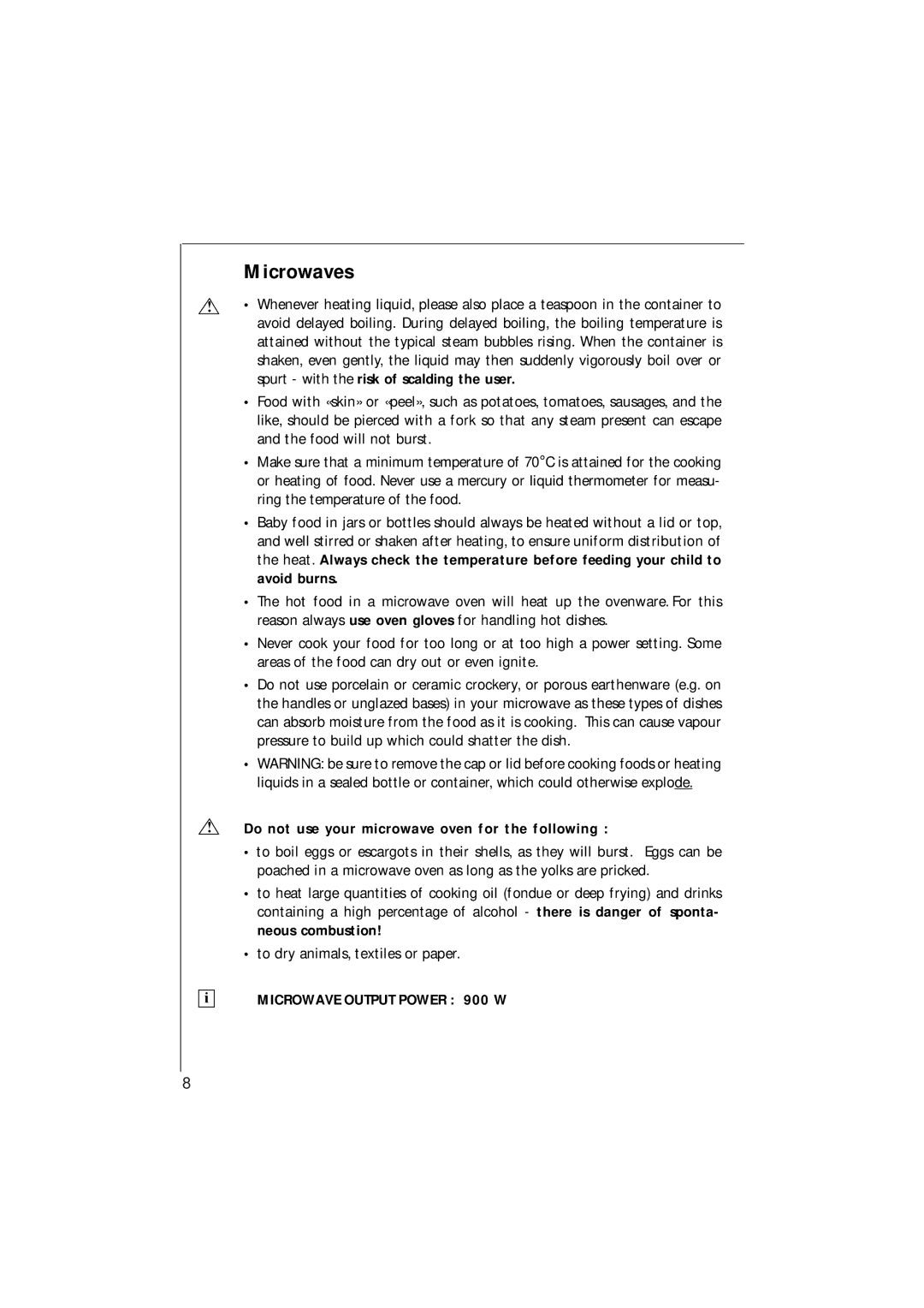 Electrolux MCC 663 instruction manual Microwaves, Do not use your microwave oven for the following 