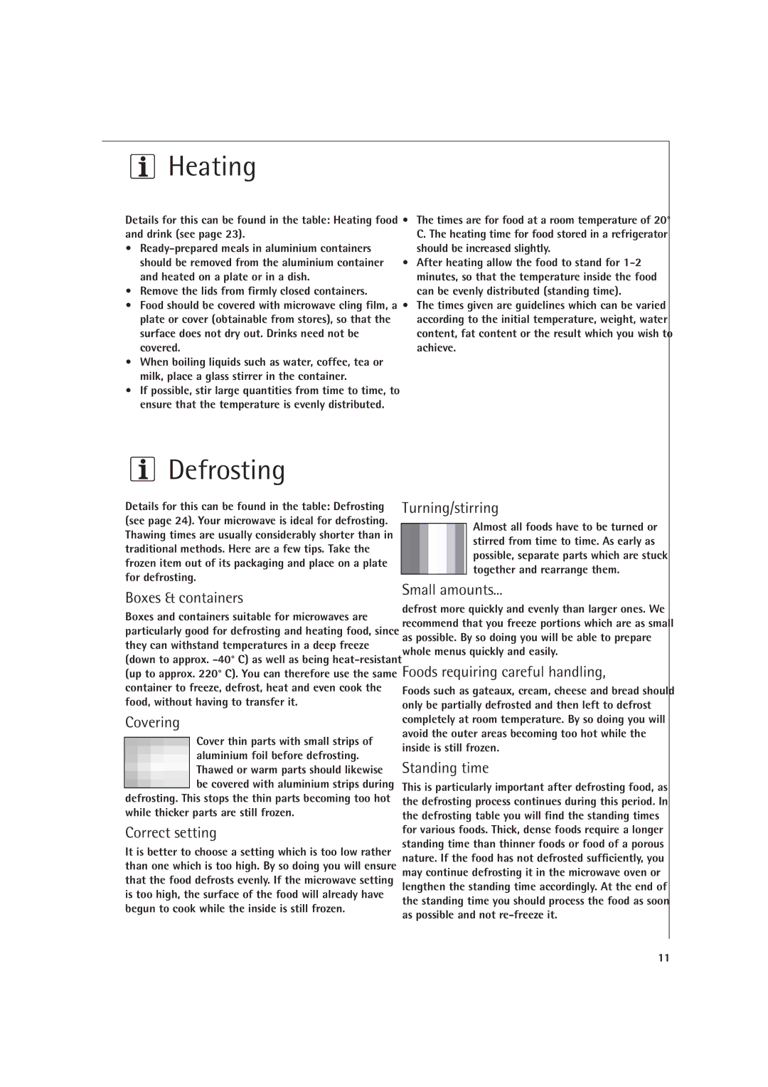 Electrolux MCD1761E, MCD1751E operating instructions Heating, Defrosting 