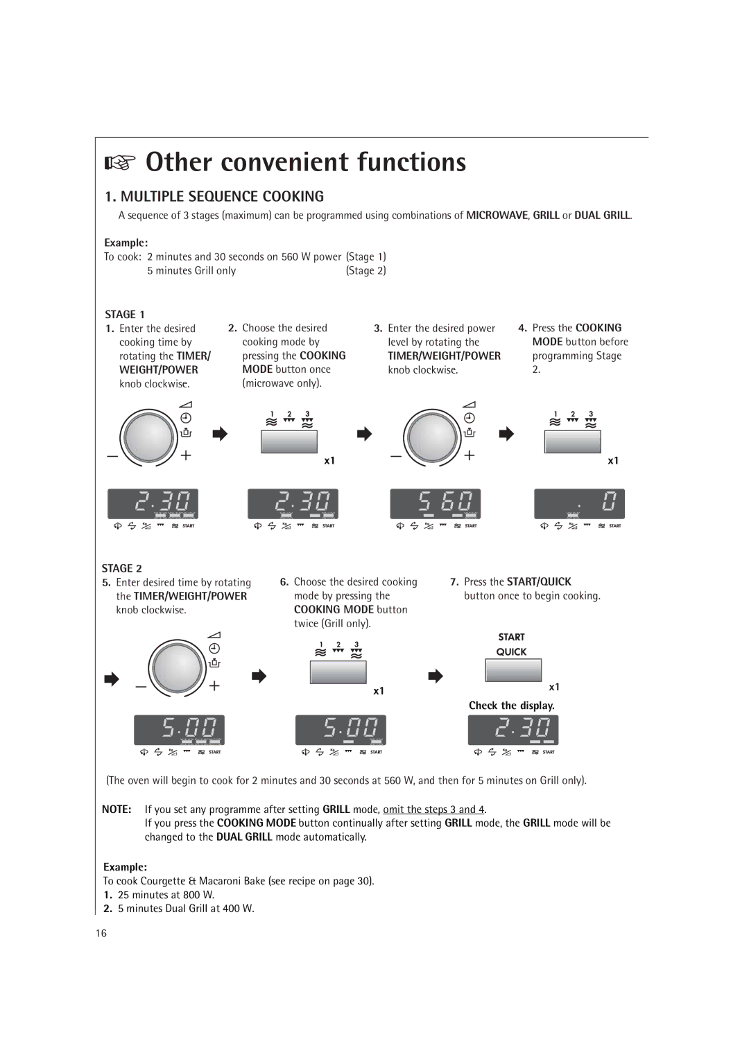 Electrolux MCD1751E, MCD1761E operating instructions Other convenient functions, Press the START/QUICK, Cooking Mode button 