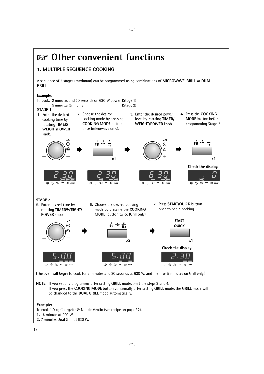 Electrolux MCD2660E manual Other convenient functions, Multiple Sequence Cooking, Stage 
