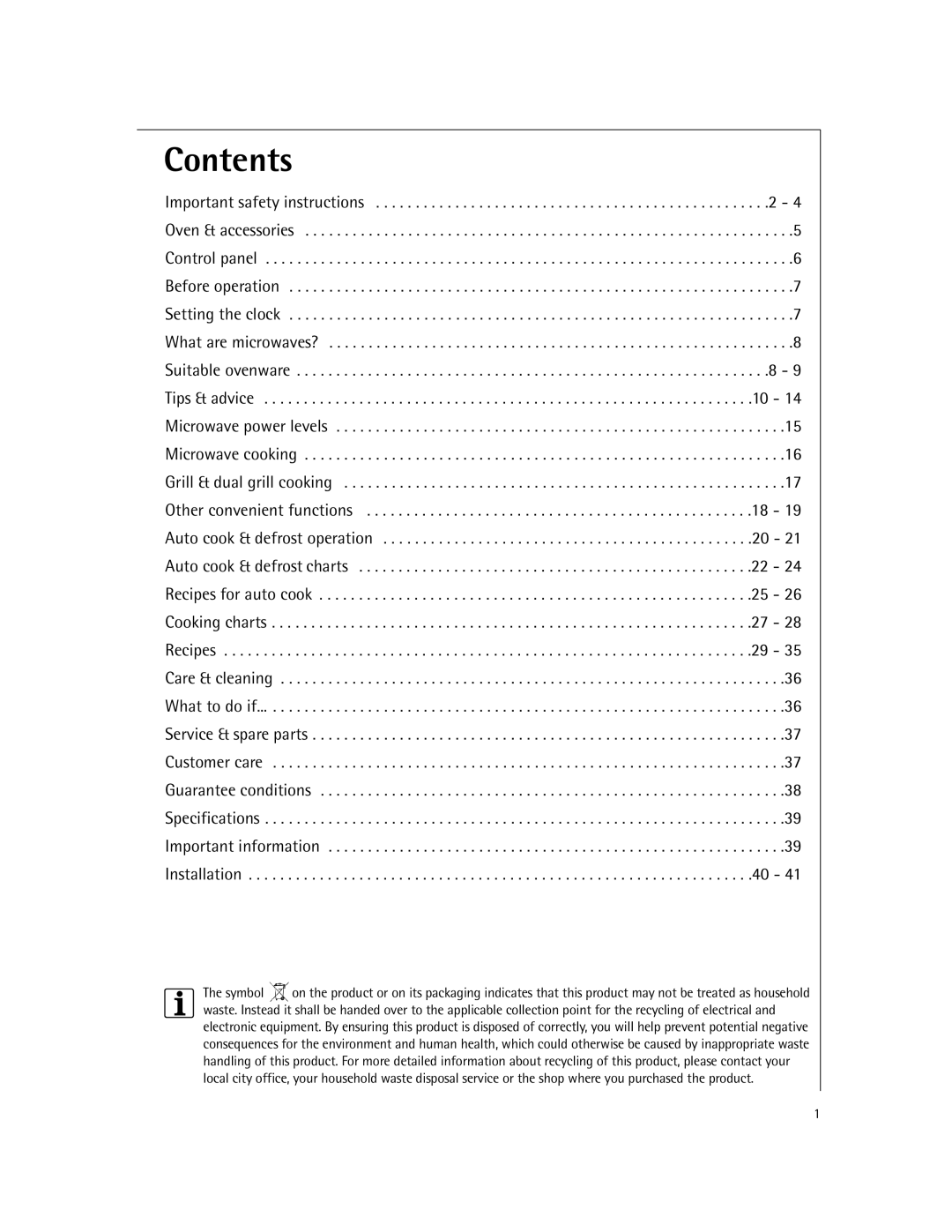 Electrolux MCD2660E manual Contents 