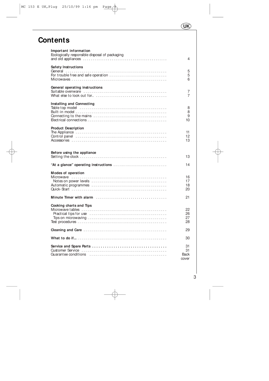 Electrolux MICROMAT 153 E manual Contents 