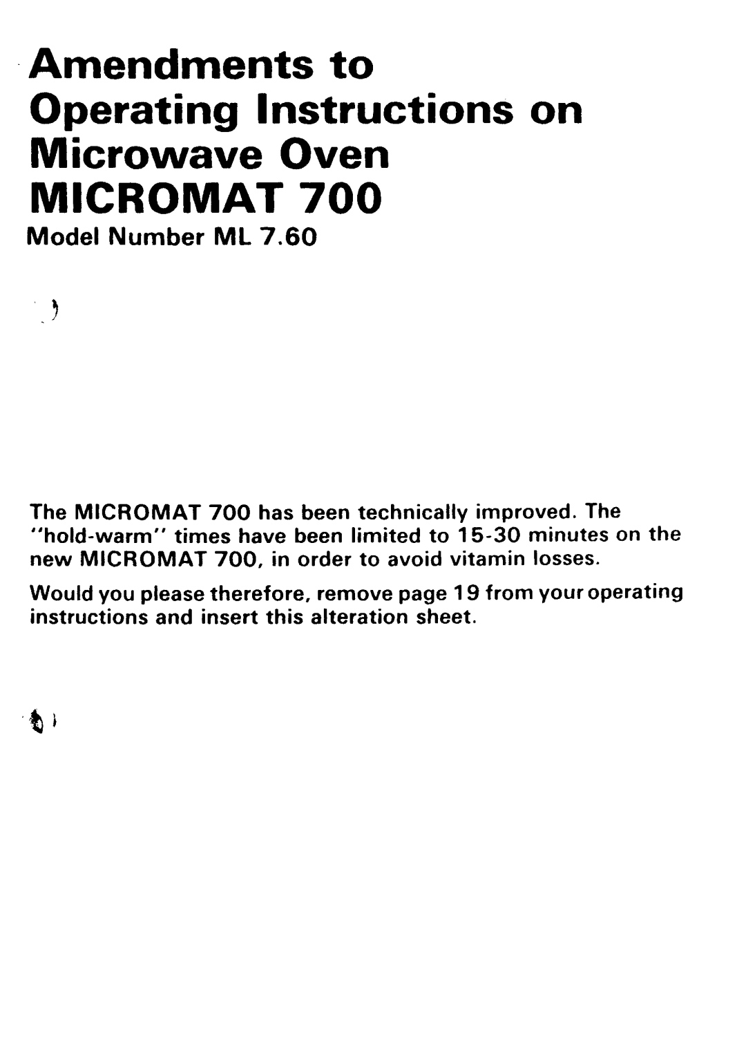 Electrolux ML 7.60 manual