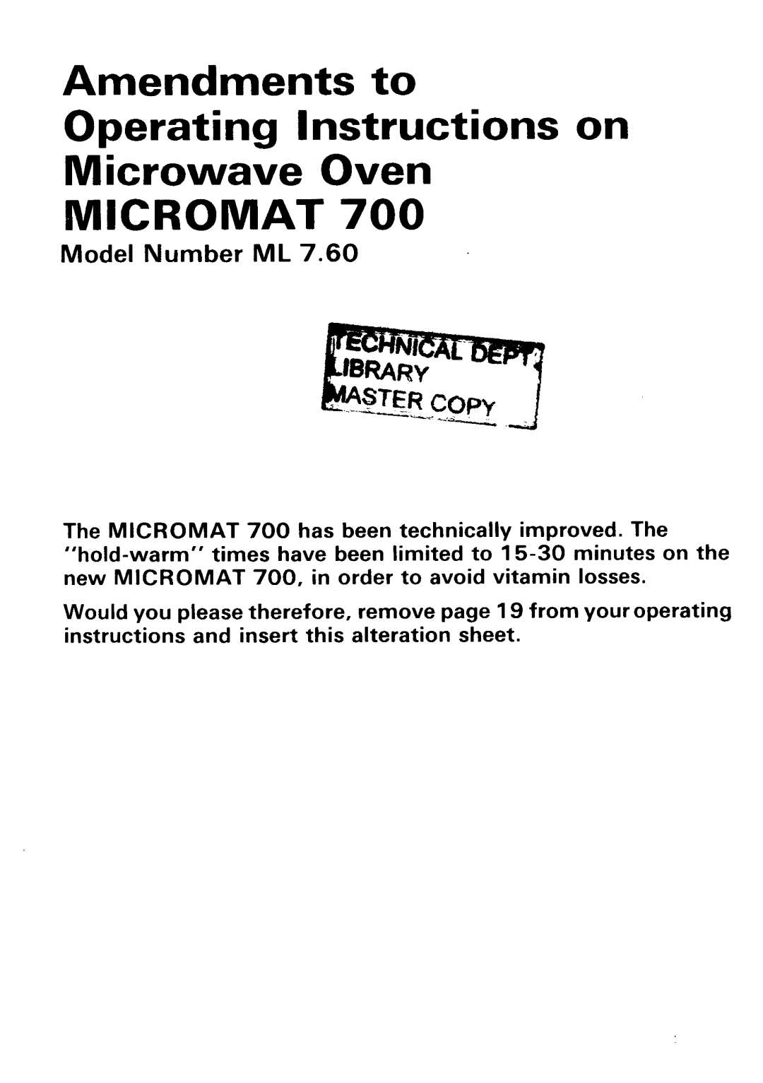 Electrolux ML 7.60 manual 