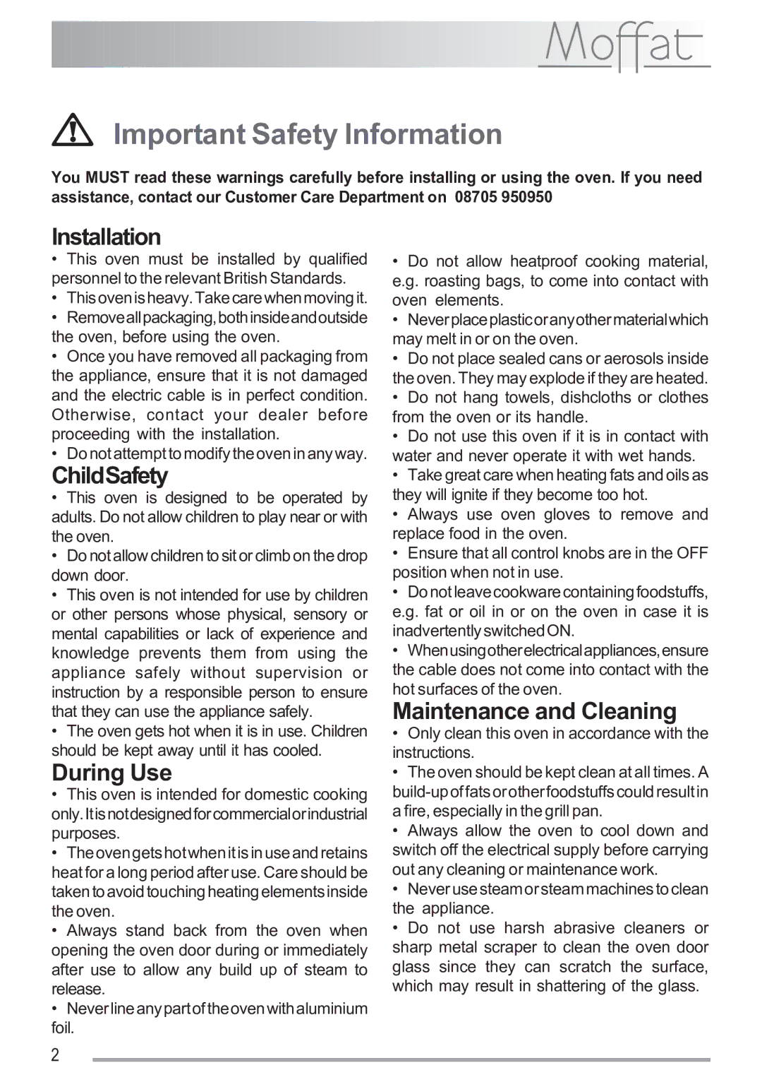 Electrolux MSF 620 manual Important Safety Information, Installation, ChildSafety, During Use, Maintenance and Cleaning 