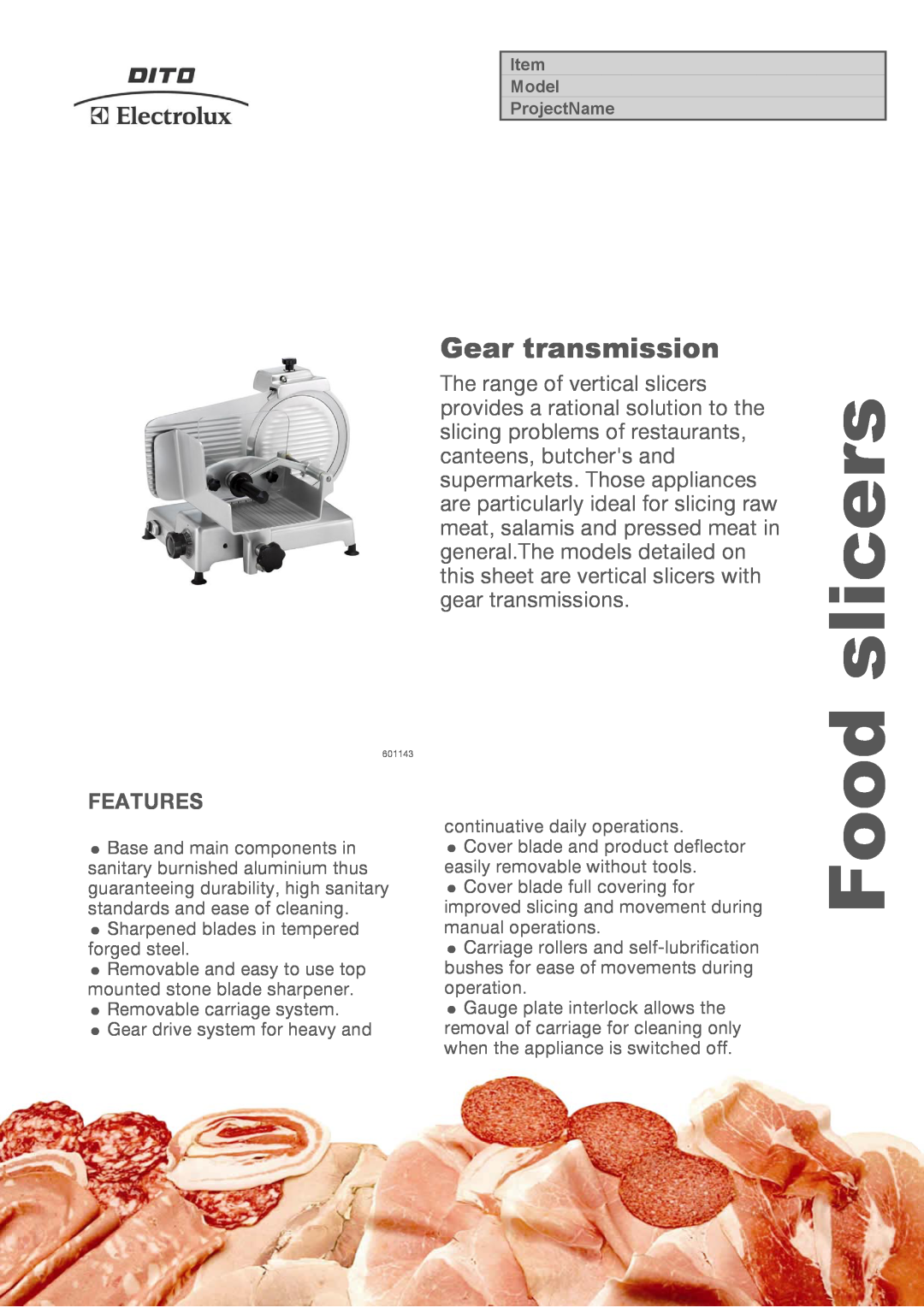 Electrolux MSV35G, MSV30G manual Food, Features, slicers, Gear transmission 