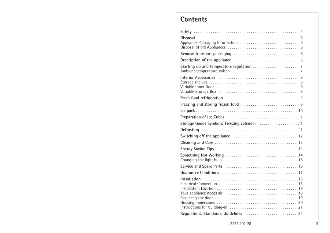 Electrolux N 6 18 40 I installation instructions Contents 