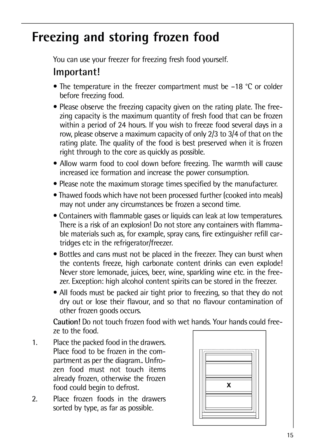 Electrolux N 9 18 41-4 i manual Freezing and storing frozen food 