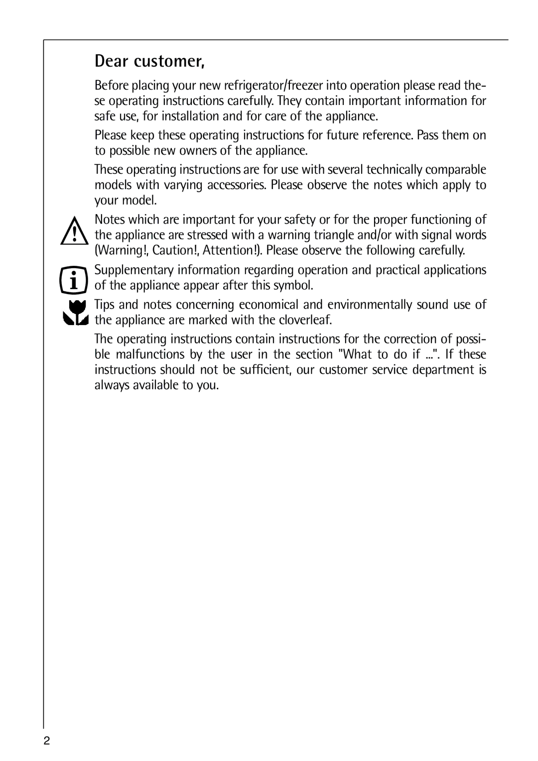 Electrolux N 9 18 41-4 i manual Dear customer 