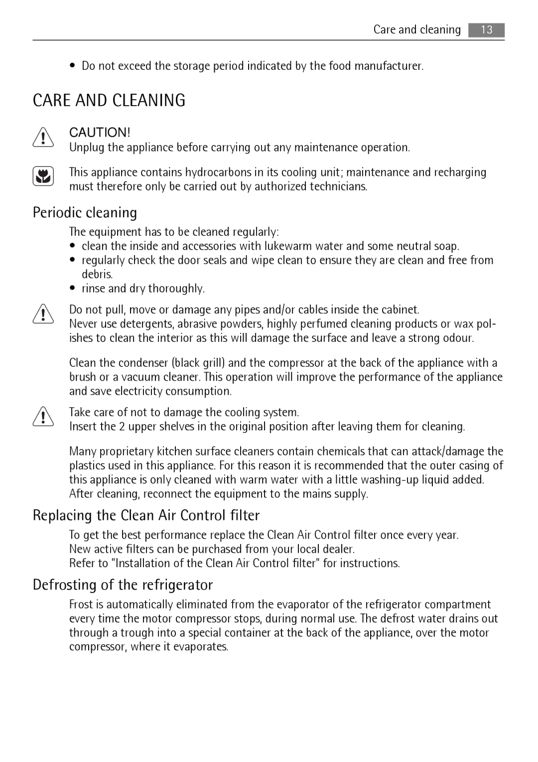 Electrolux 222344532-A-352010, N 9 18 42-4i Care and Cleaning, Periodic cleaning, Replacing the Clean Air Control filter 