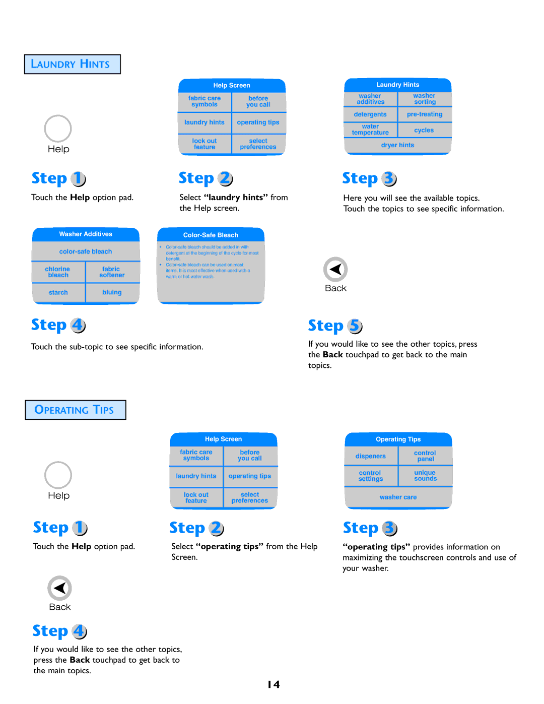 Electrolux Neptune operating instructions Laundry Hints, Operating Tips, Select laundry hints from 