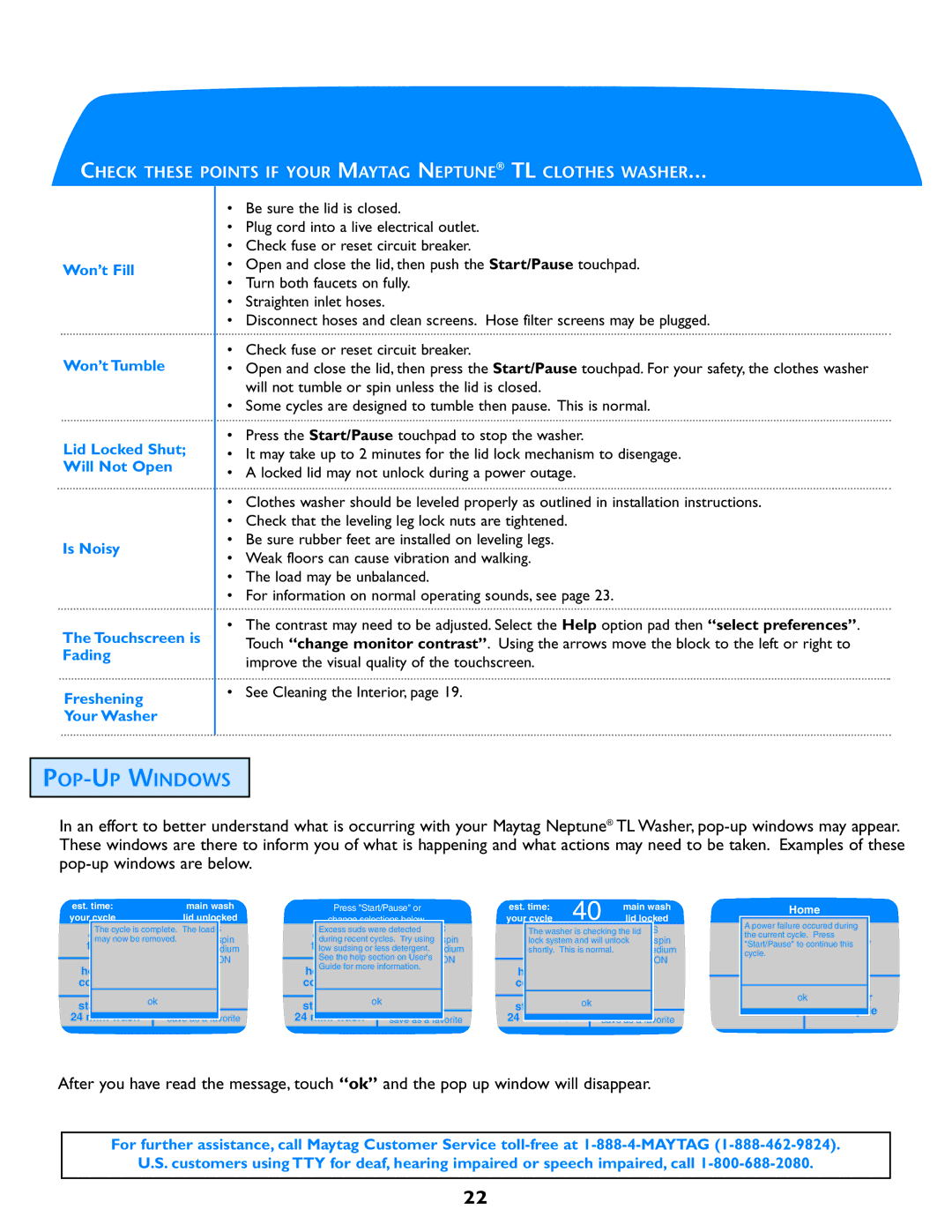 Electrolux Neptune operating instructions POP-UP Windows, Stain treat 24 min, Min, Library Stain 