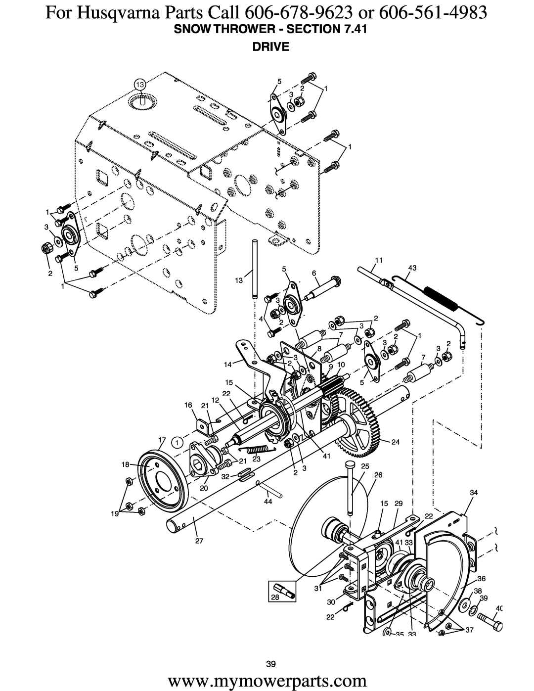 Electrolux OHV service manual For Husqvarna Parts Call 606-678-9623 or, Snow Thrower - Section Drive 