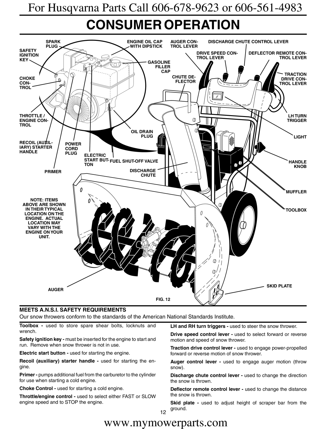 Electrolux OHV service manual Meets A.N.S.I. Safety Requirements, Recoil auxiliary starter handle used for starting the en 