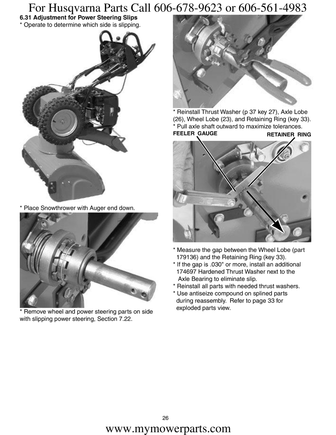 Electrolux OHV service manual Feeler Gauge Retainer Ring 