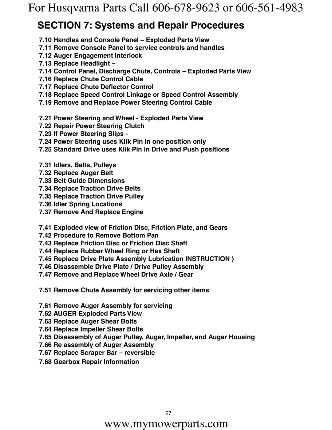 Electrolux OHV service manual Systems and Repair Procedures 