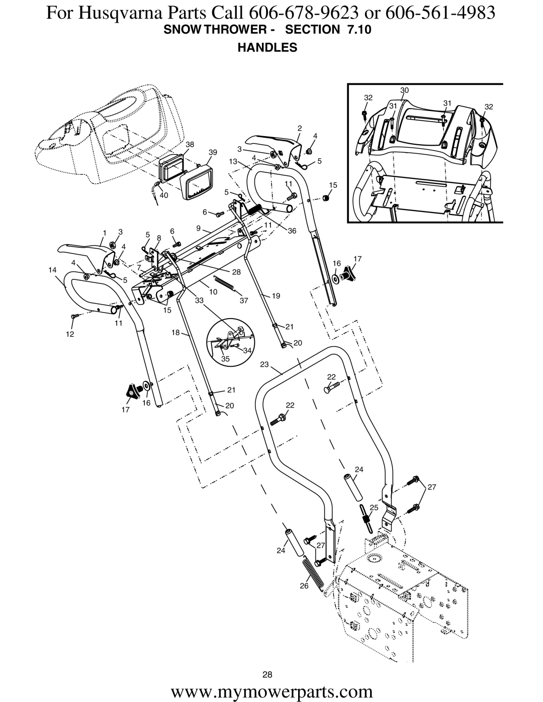 Electrolux OHV service manual Snow Thrower Section Handles 