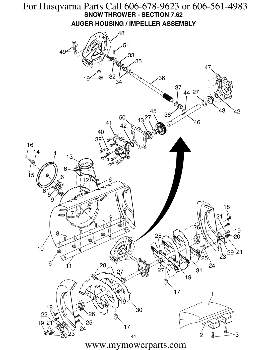 Electrolux OHV service manual Snow Thrower Section Auger Housing / Impeller Assembly 