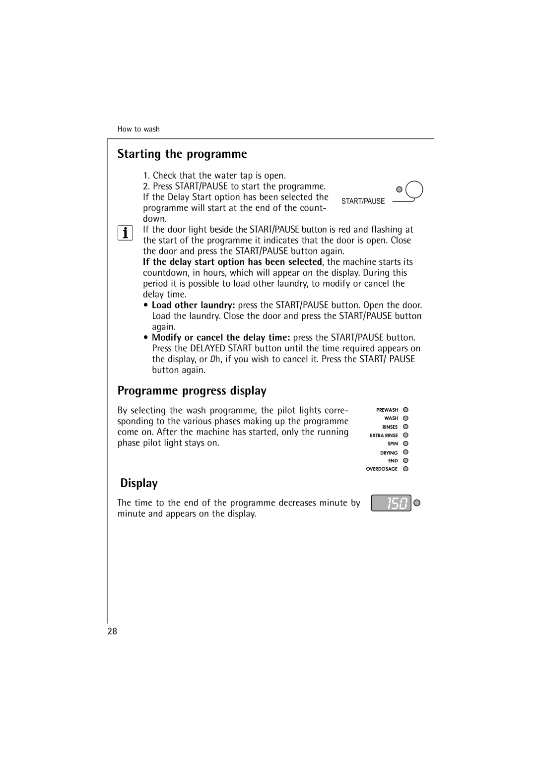 Electrolux LAVAMAT 14800, OKO-Lavamat 16800, Lavamat 14800 manual Starting the programme, Down 