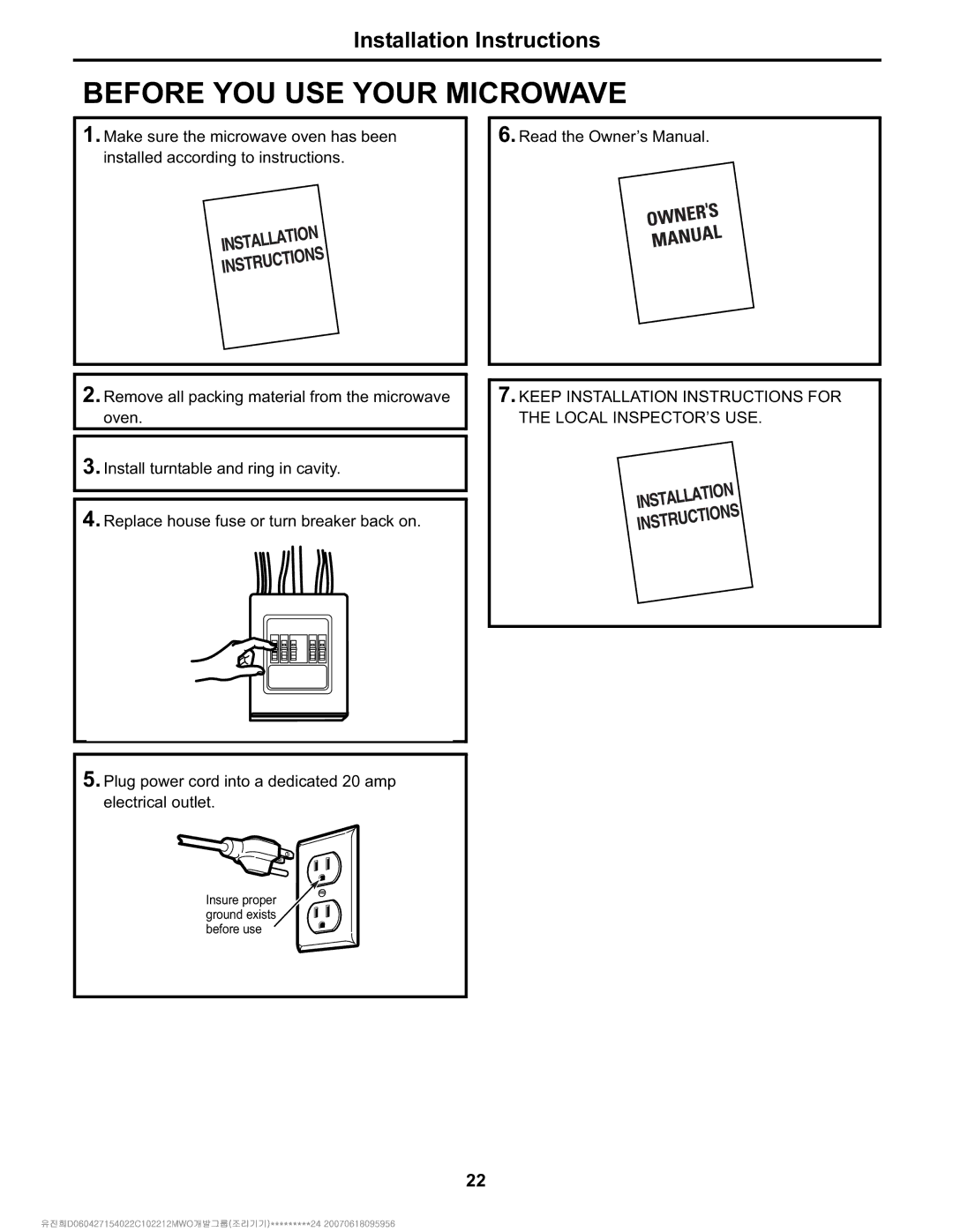 Electrolux Over The Range Microwave Oven installation instructions Before YOU USE Your Microwave 