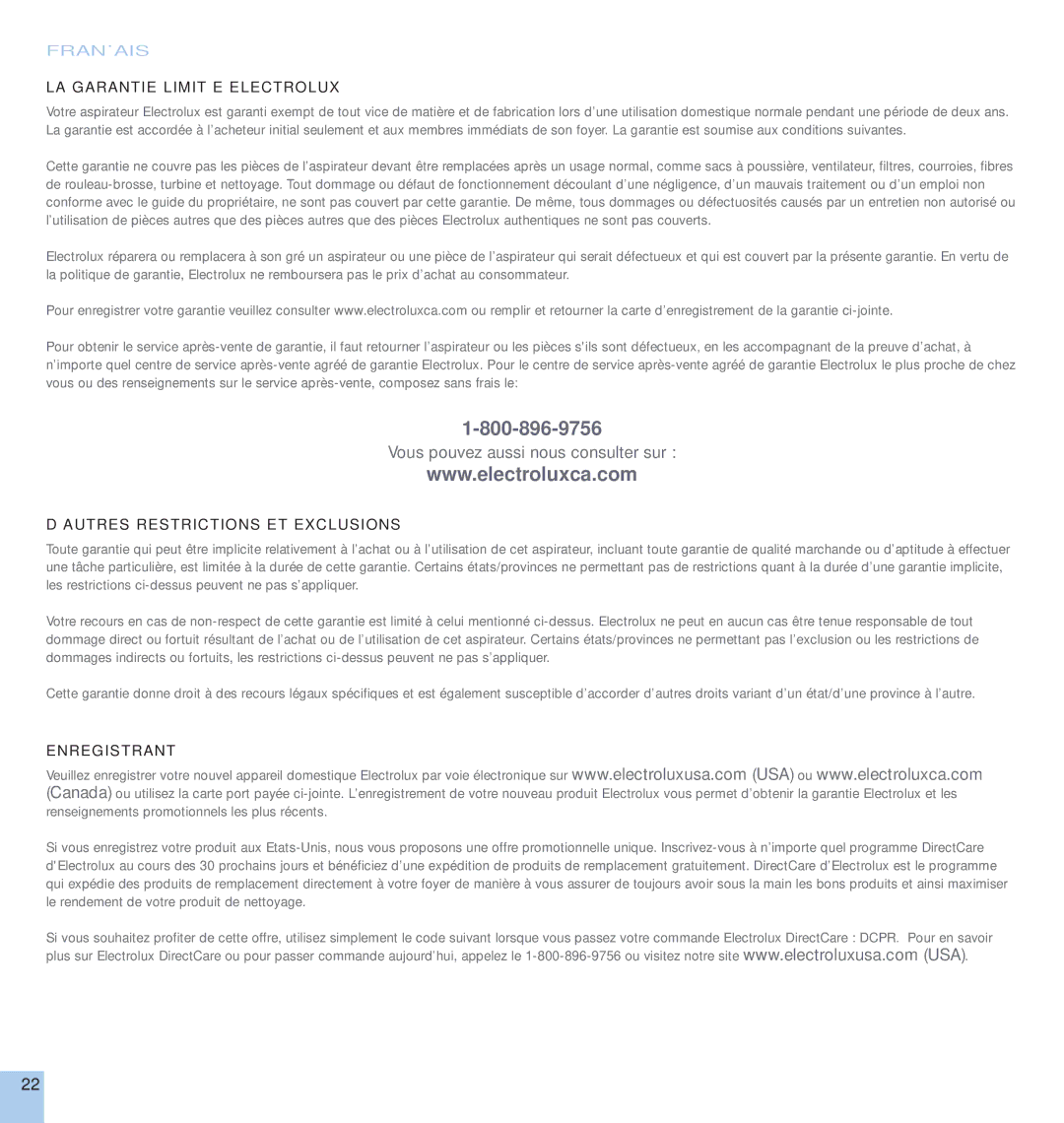 Electrolux OXYGEN manual Vous pouvez aussi nous consulter sur 