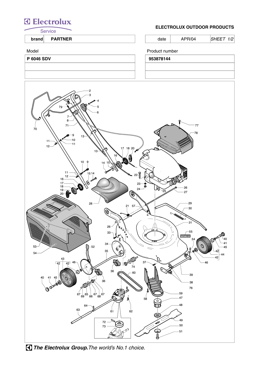 Electrolux P 6046 SDV manual Electrolux Group.The world’s No.1 choice, Electrolux Outdoor Products, Date APR/04 