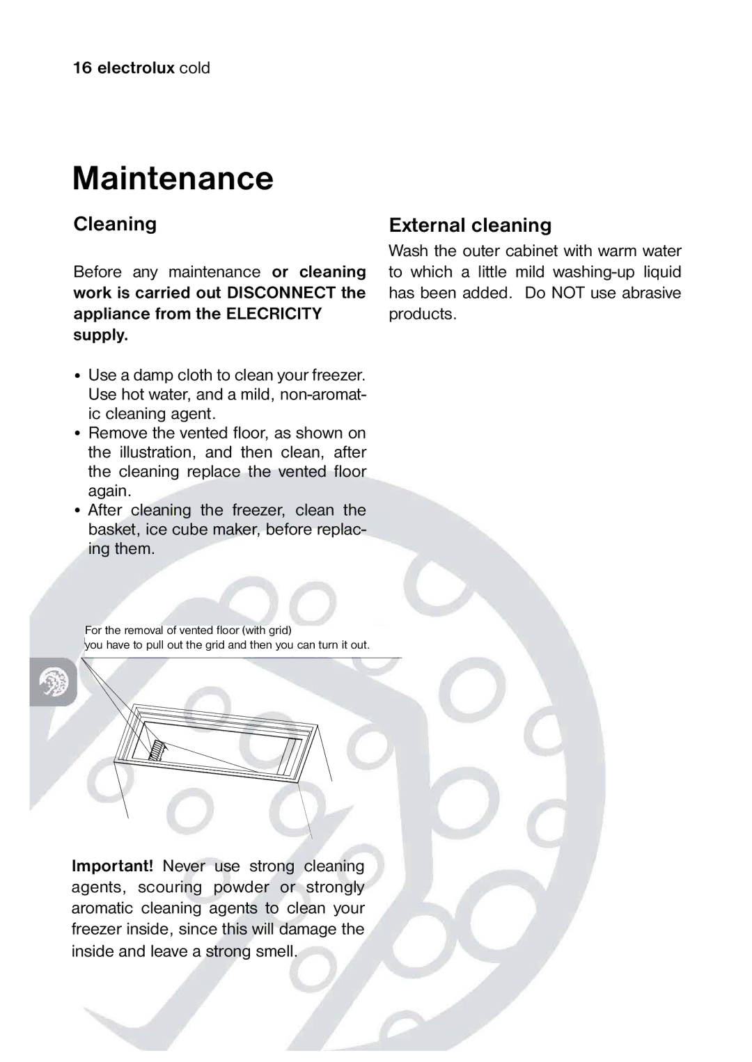 Electrolux P3 manual Maintenance, Cleaning, External cleaning, Before any maintenance or cleaning 