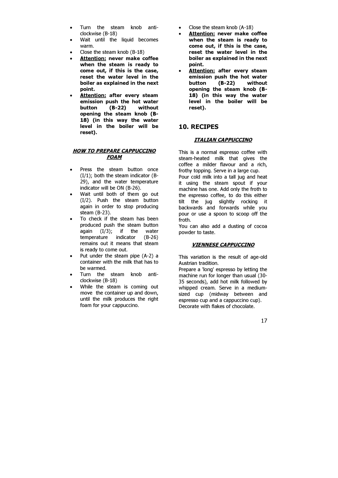 Electrolux PE 8036-M Recipes, HOW to Prepare Cappuccino Foam, Italian Cappuccino, Viennese Cappuccino 