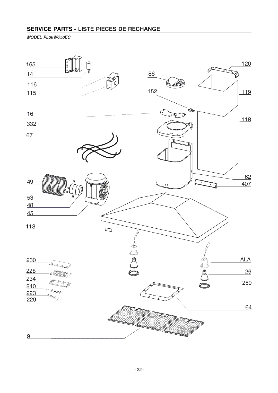 Electrolux manual Model PL36WC50EC 