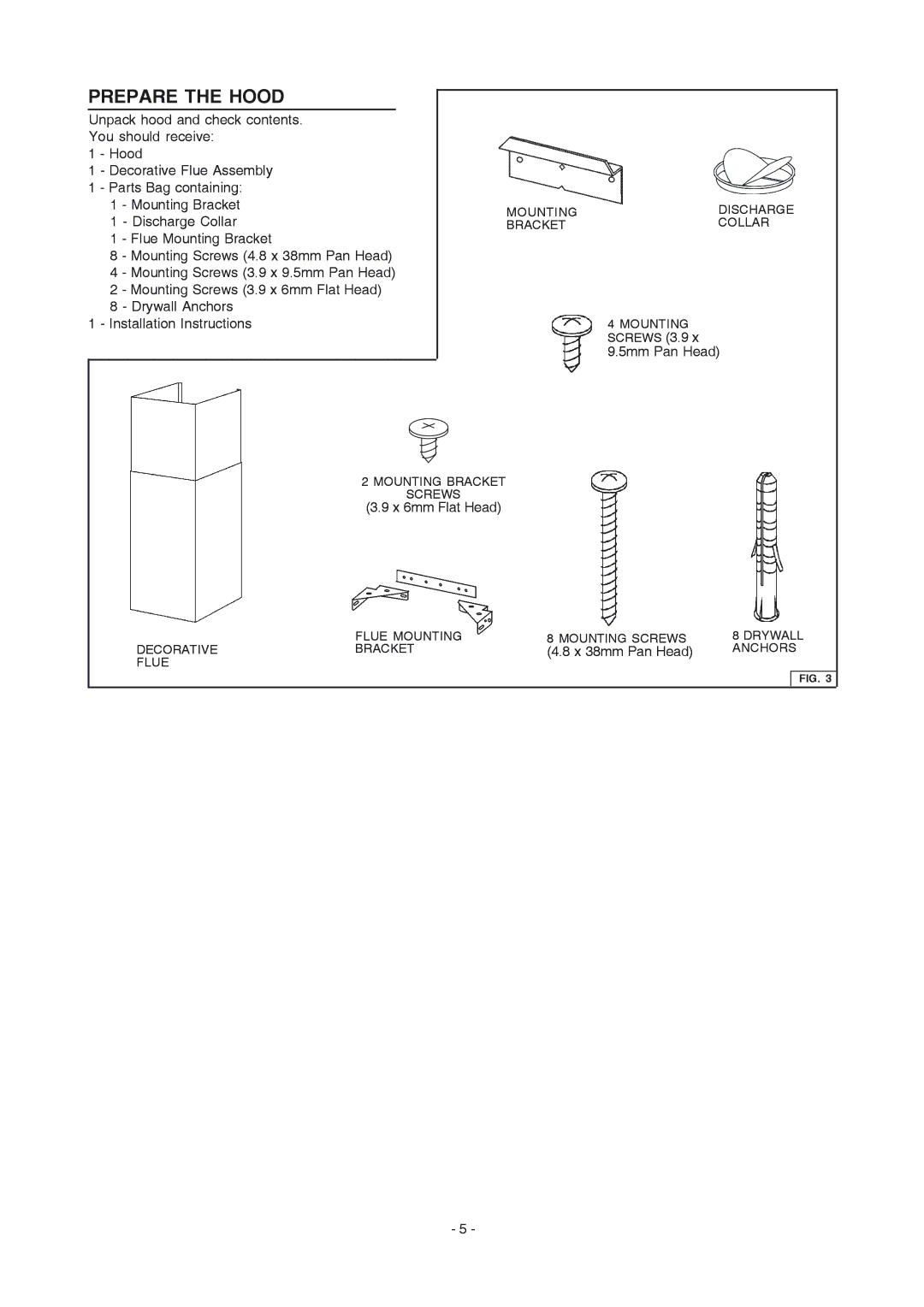 Electrolux PL36WC50EC manual Prepare the Hood 