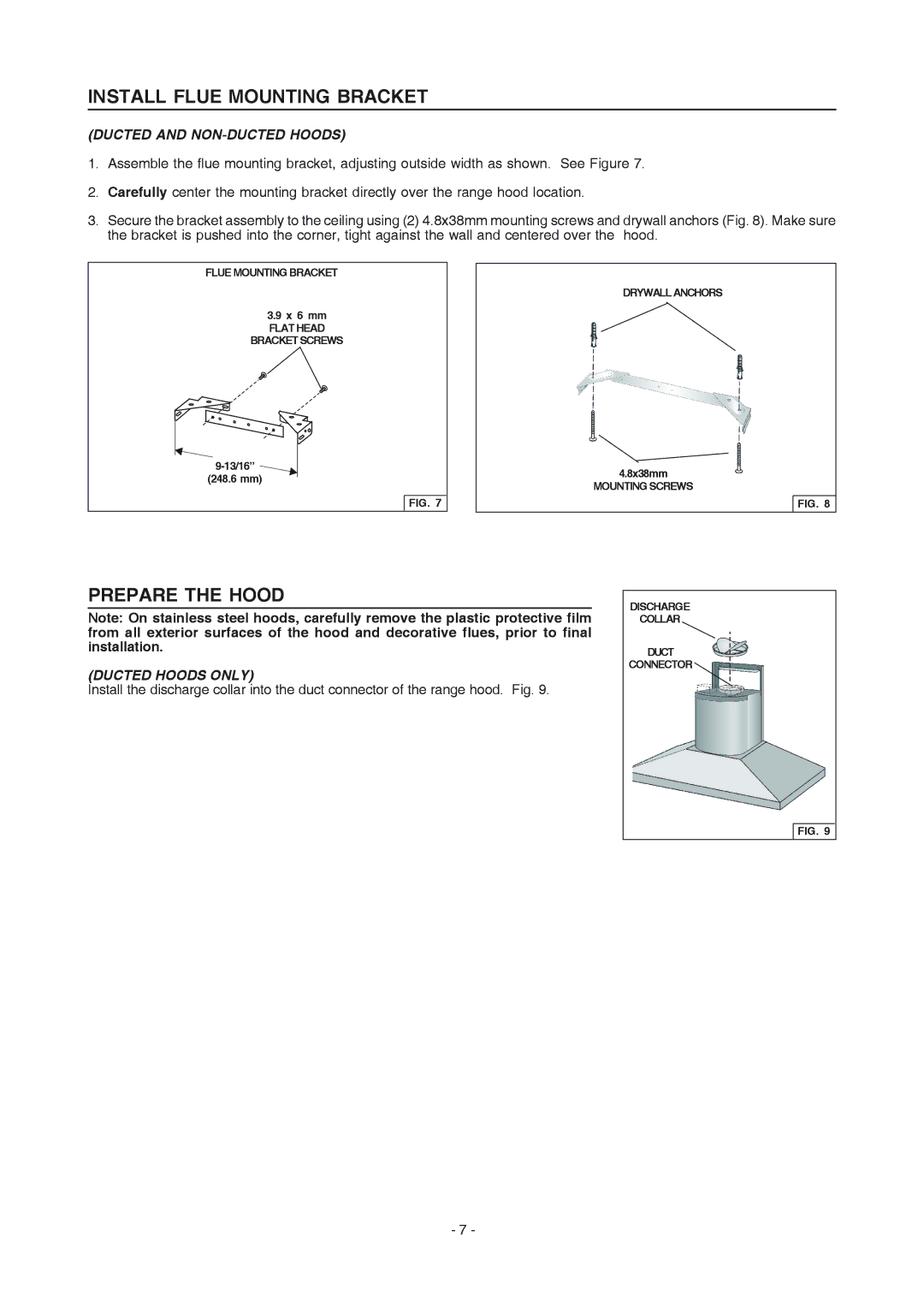 Electrolux PL36WC50EC manual Install Flue Mounting Bracket 