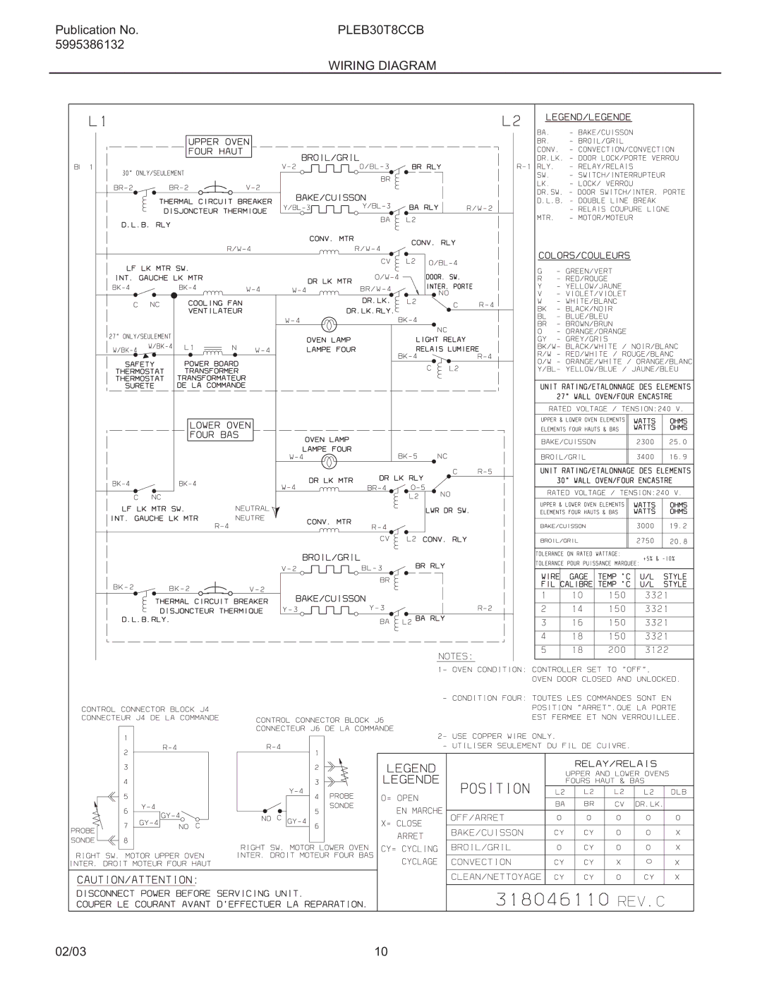 Electrolux PLEB30T8C instruction sheet Wiring Diagram 