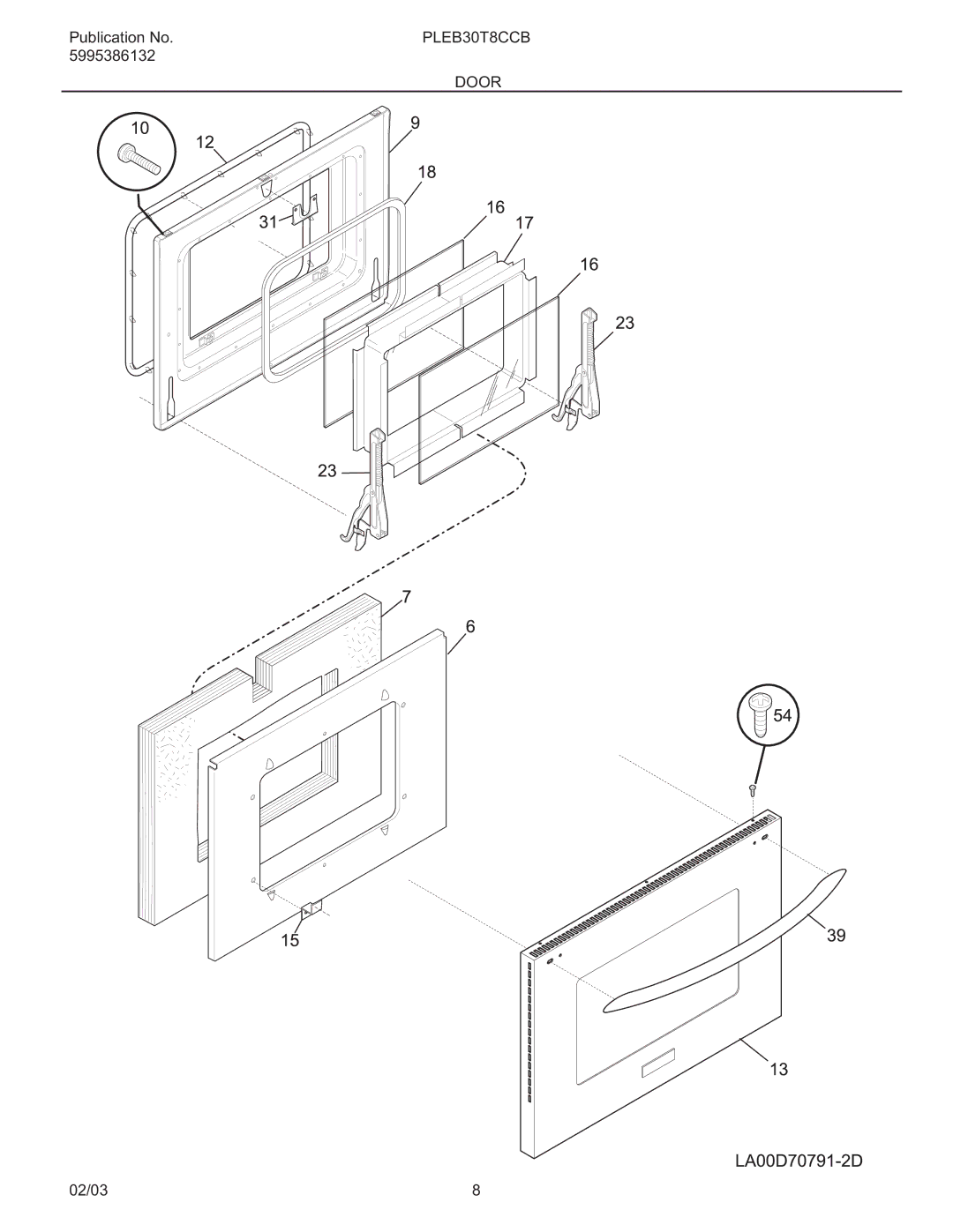 Electrolux PLEB30T8C instruction sheet Door 