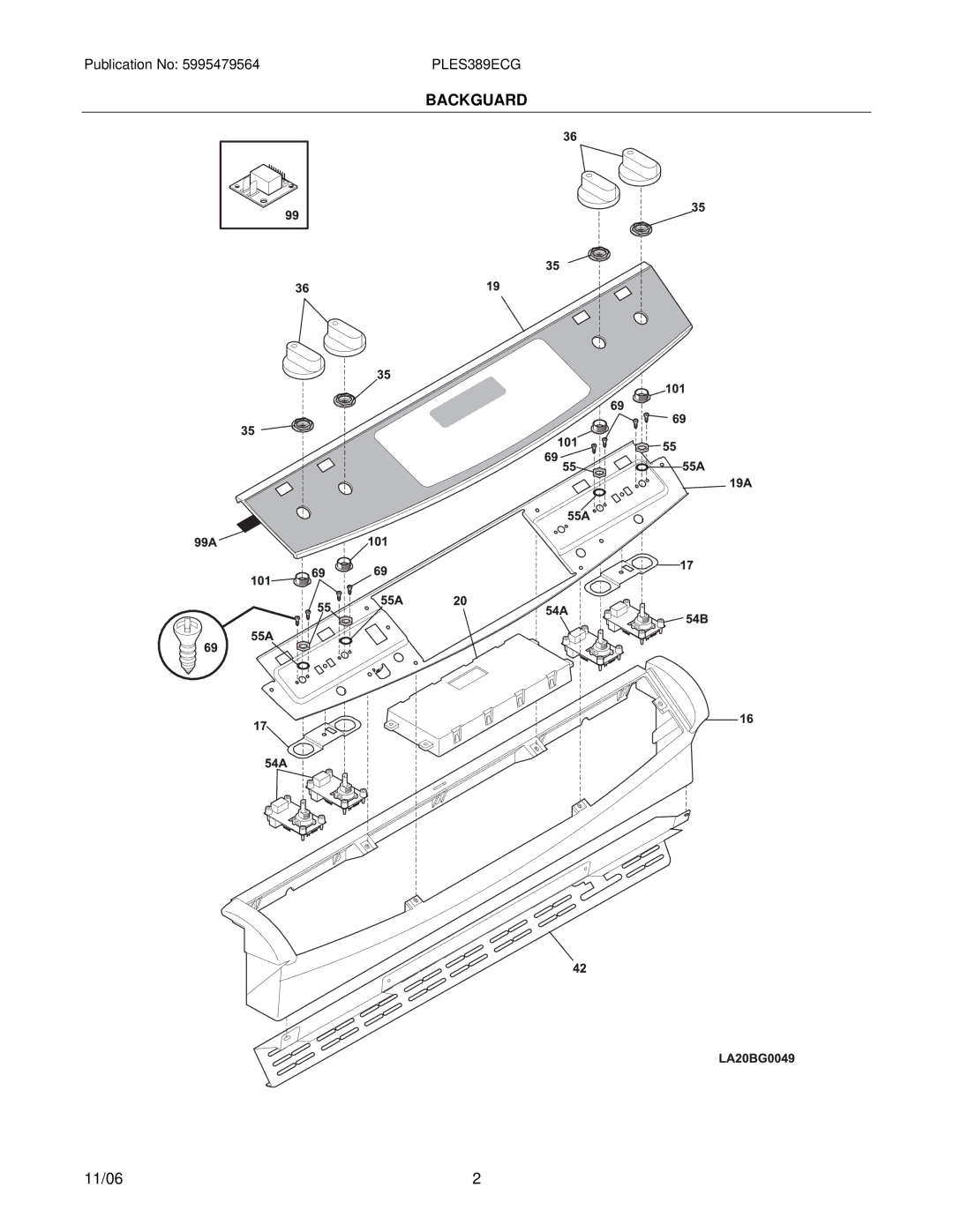 Electrolux PLES389E installation instructions Backguard 