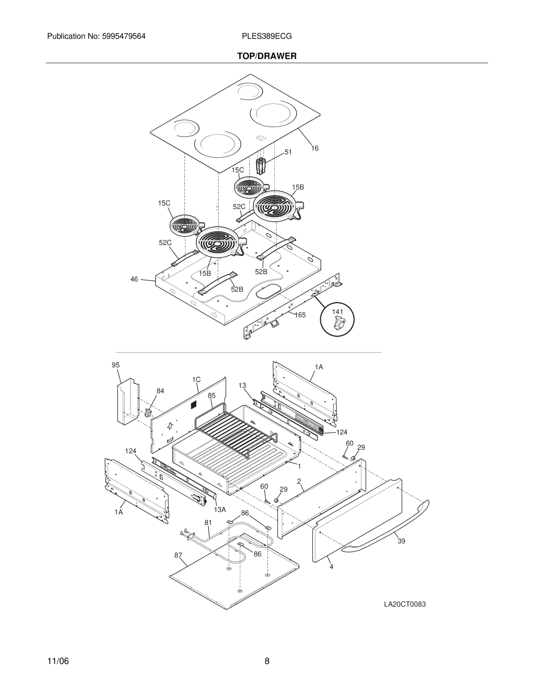 Electrolux PLES389E installation instructions Top/Drawer 