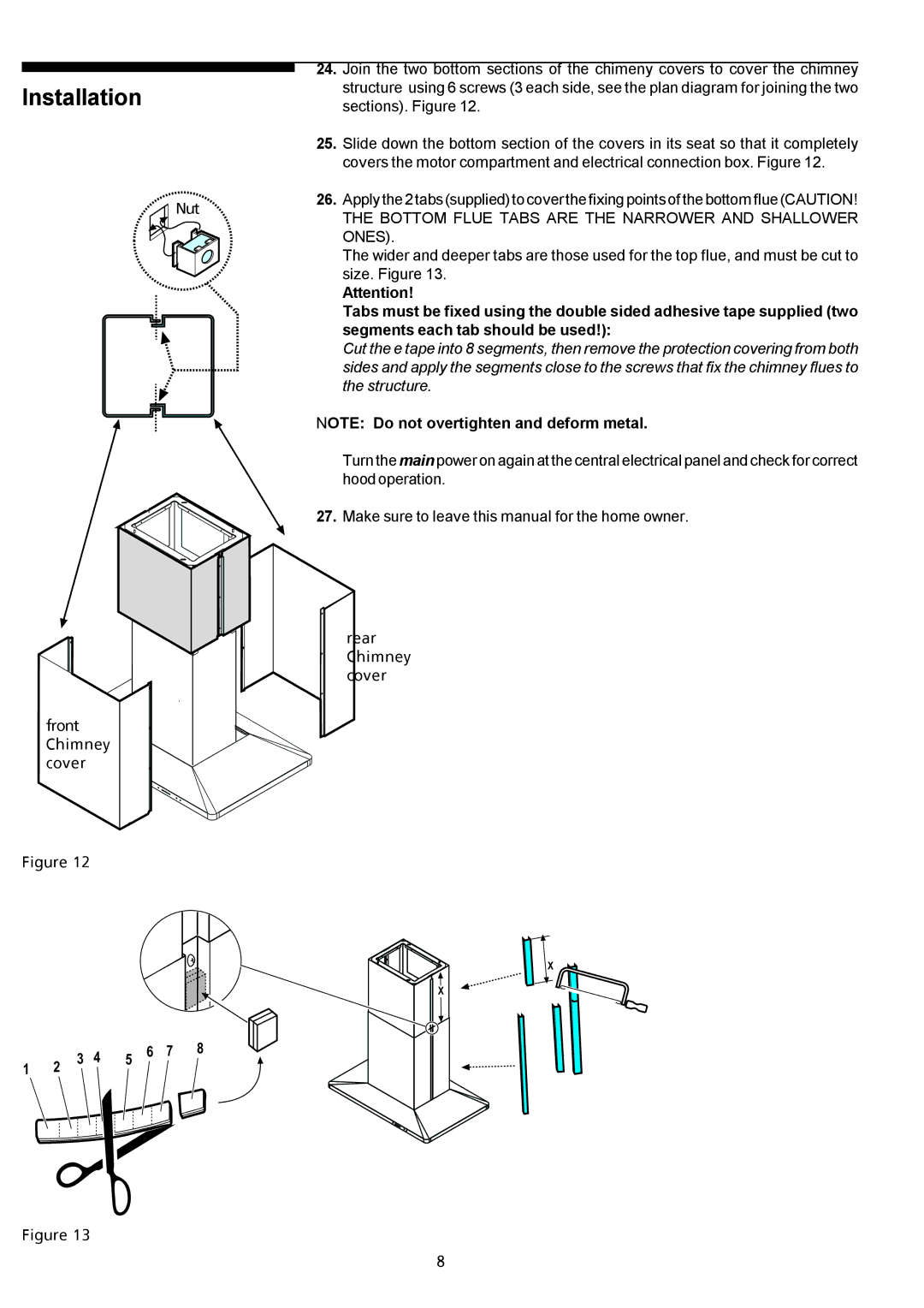 Electrolux PLHV42P8CC manual 3 4 5 6 7, Bottom Flue Tabs are the Narrower and Shallower Ones 