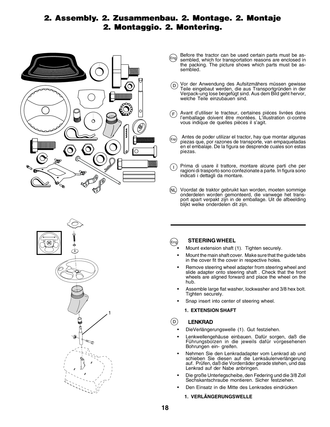 Electrolux PM1850SBH, 180H122 instruction manual Steering Wheel, Lenkrad 